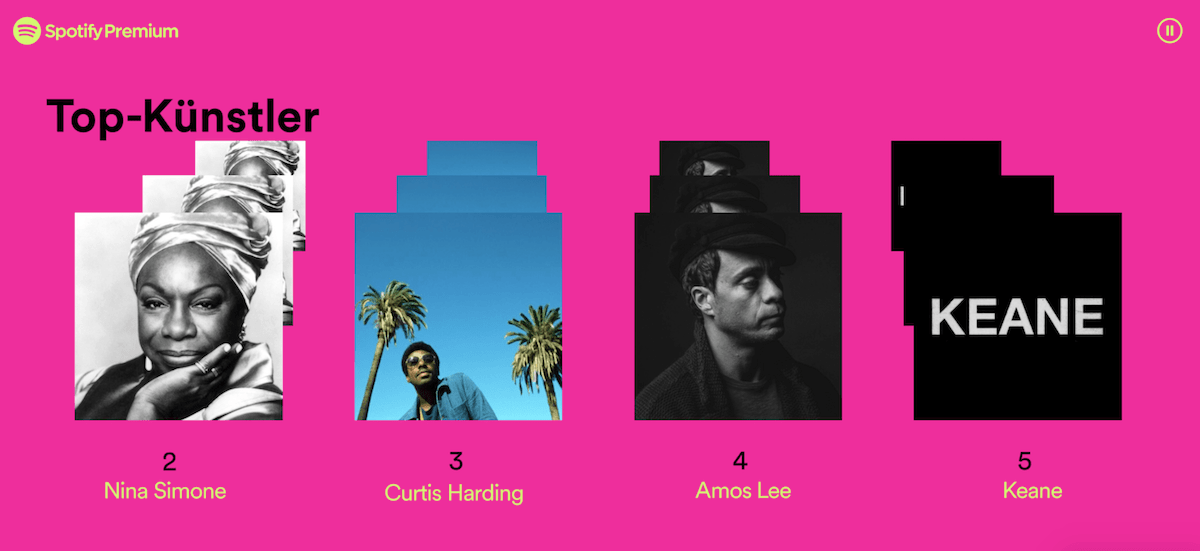 Meine Top Künstler 2019 auf Spotify.