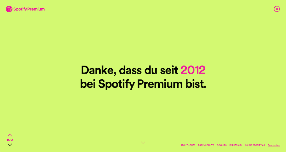 Seit 2012 Spotify Premium Kunde - Danksagung